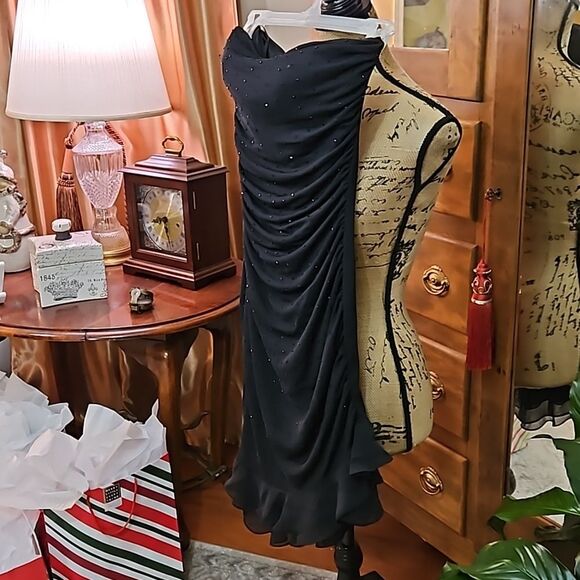 Cache Strapless Black Midi Cocktail dress size 4 - Picture 5 of 13